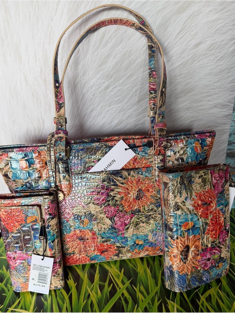 HTF 3 PIECE SET 🌼 BRAHMIN LASSO MED ASHER AND DAISY AND CORDELIA WALLET NWT FIRM - Picture 10 of 10